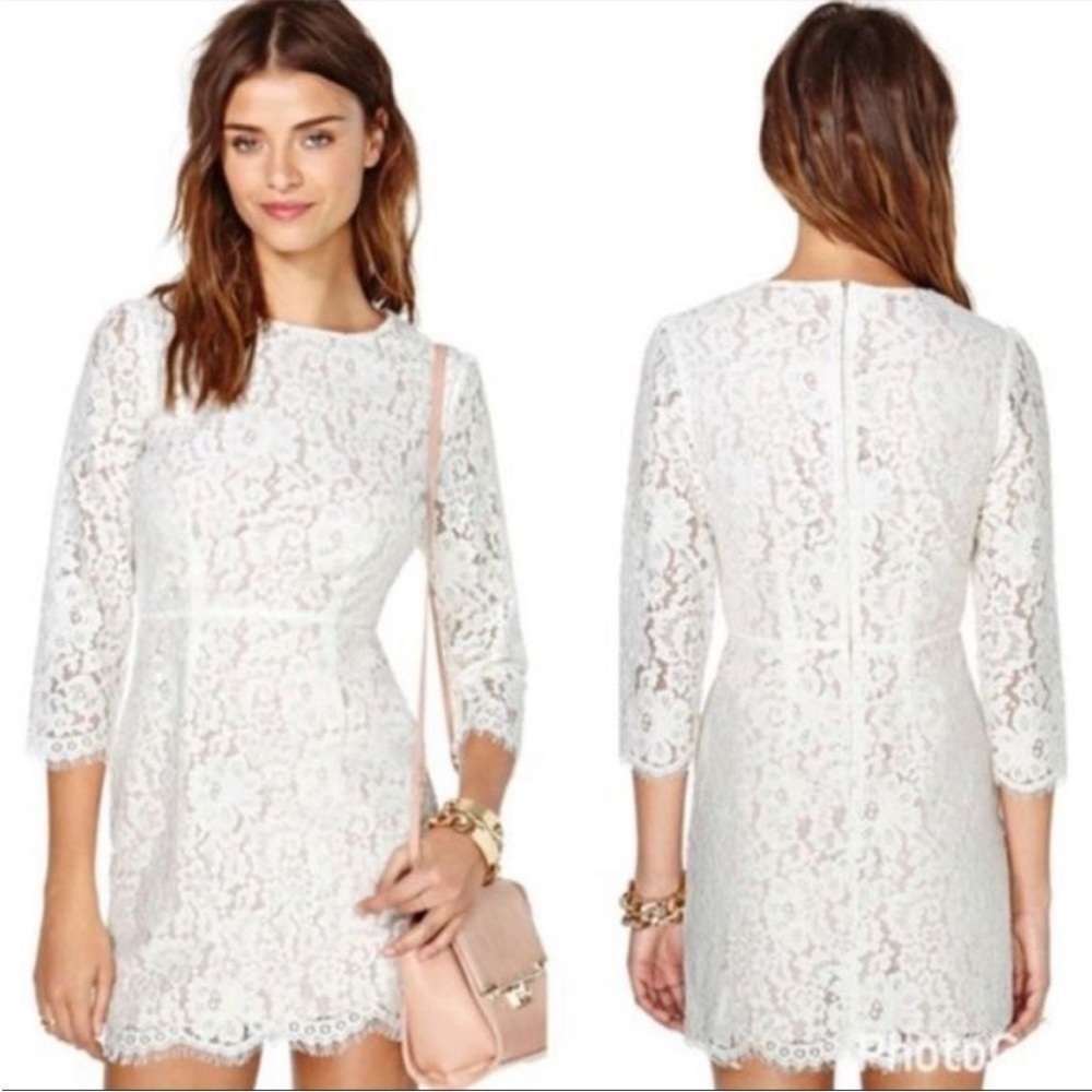 Nasty Gal Lace Overlay Dress Cream
